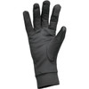 Black touchscreen gloves with a smooth finish and textured grip on the fingertips, featuring a snug fit.