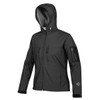 A women's black Epsilon H2Xtreme shell jacket with a hood, featuring zippered pockets and a logo on the sleeve.