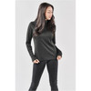 A black women's Milano 1/4 zip pullover with long sleeves, featuring a logo on the front.