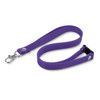 A purple silicone lanyard with a clip and a detachable buckle. It has a smooth, flexible design.