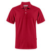 A red men's polo shirt with a collar, short sleeves, and a small logo.