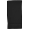 A black Terry Velour towel with a smooth finish, featuring a simple design and a branding logo.
