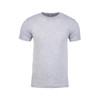 A grey men's cotton crew t-shirt with short sleeves and a simple design. It features a logo on the label.