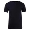 A black men's cotton crew t-shirt with short sleeves and a simple design. It features a brand logo.