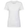 A white women's boyfriend tee with a round neck and short sleeves. The shirt features a logo.
