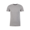 A grey Men's CVC Crew t-shirt with a classic crew neck and short sleeves. It features a logo.