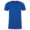 A blue men's CVC crew t-shirt with short sleeves and a standard fit. It features a logo on the label.