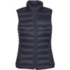 A women's thermal vest in dark navy, featuring a high collar and zippered front, with two side pockets.
