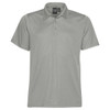A light grey men's polo shirt with a collar, short sleeves, and a logo on the tag.