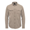 Men's quick-dry shirt in a light beige colour featuring long sleeves, a button-up front, and two chest pockets.