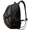 A laptop backpack in grey and black with multiple compartments and adjustable straps. Features a side pocket and logo.