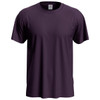 A purple men's classic t-shirt featuring short sleeves and a round neck, with a logo on the label.