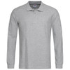 A grey long sleeve polo shirt with a collar and a logo. Suitable for casual or smart-casual wear.