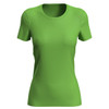 A women's active sports t-shirt in vibrant green, featuring a fitted design and short sleeves.