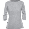 A grey women's 3/4 sleeve tee with a relaxed fit and a small logo tag.
