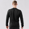 A men's long-sleeve Henley shirt in dark grey, featuring a simple design and fitted silhouette.