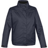 A dark navy blue women's polar HD 3-in-1 jacket with a high collar and button details. It features long sleeves and a branding logo.