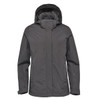 A women's Magellan System jacket in grey with a hood and a logo. It features a sleek, modern design.