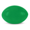 A green stress rugby ball designed for fun and stress relief. Suitable for games and relaxation.