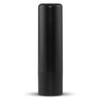 A black lip balm container with a cylindrical shape and a twist-up mechanism.
