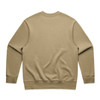 A beige sweater with a crew neck and long sleeves, featuring a plain back design.