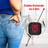 A retractable 60W fast charging and data cable set in a black casing, with a red accent, extending to 1.0m.