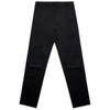 Black straight elastic pants with a smooth texture, featuring a waistband and a brand logo.
