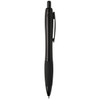 A black pen with a smooth finish and a grip section. It features a clip and has a logo on the body.