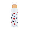 A drink bottle featuring a white design with colourful berry graphics and a bamboo lid. 1L capacity.