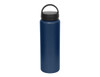 A drink bottle in navy blue with a black carry lid, featuring a handle for easy transport.