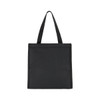 A cooler bag in black with two sturdy handles and a simple, minimalist design. It features a logo on the front.