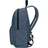 A grey backpack with a sleek design and two exterior pockets, featuring adjustable straps and a logo.