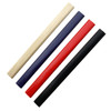 Four pencils in different colours: natural wood, navy blue, red, and black, with a logo on one.