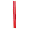 A red carpenter's pencil with a rectangular shape and smooth surface, featuring a logo on one side.