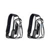A large capacity clear bag with shoulder straps, featuring a black trim and a mesh pocket, includes logos on both sides.