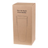 A drink bottle in a cardboard box, featuring a simple design and an attached handle. The bottle is shown in a tall, slim shape.