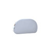 A grey silicone organiser pouch with a rounded shape and zip closure, featuring a small tag.