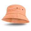 An orange Bondi bucket hat with a wide brim, featuring two ventilation eyelets and a solid colour design.