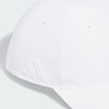 A white Adidas Performance golf cap featuring a branded logo on the side and a classic six-panel design.