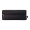 A black utility case with a zip closure, featuring a logo on the side.