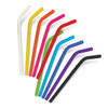 A set of ten silicone drinking straws in various colours, including white, orange, green, purple, and black.