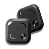 Two black VibeTag Bluetooth trackers, featuring a sleek design with buttons and a logo.