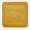 A bamboo coaster with a smooth, natural finish, featuring rounded edges and a recessed centre.