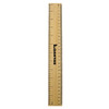 A bamboo ruler with black markings, featuring a logo, measuring 30 centimetres in length.