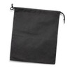 A large drawstring gift bag in black, featuring a simple design and adjustable closure.