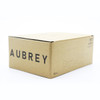 Aubrey Coffee/Tea Set packaging in a simple brown box, featuring a logo and product details on the side.