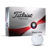 A box of Titleist Pro V1X golf balls with a single white ball in front, featuring a logo on the ball.