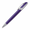A metal pen in vibrant purple with a silver clip and accents. It has a sleek, modern design.