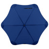 A blue BLUNT Classic Umbrella with a unique star-shaped canopy and a central hub, featuring a logo.