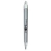 A sleek silver metal pen with a white tip and a logo. Ideal for personalised branding.